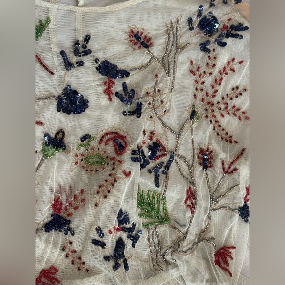 Zara HOLIDAY ✨ Embroidered Sheer Mesh Botanical Peplum Top – Size S ✨🍃✨ - Picture 3 of 9